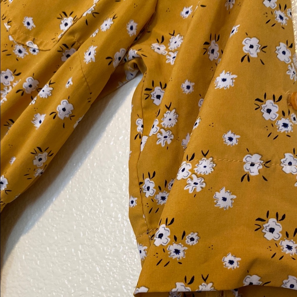 Women’s Mustard Floral Midi Dress Size M - Picture 9 of 11